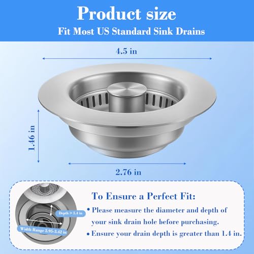 Tapón para desagüe de cocina Pop Up acero inoxidable 304 miniatura 2