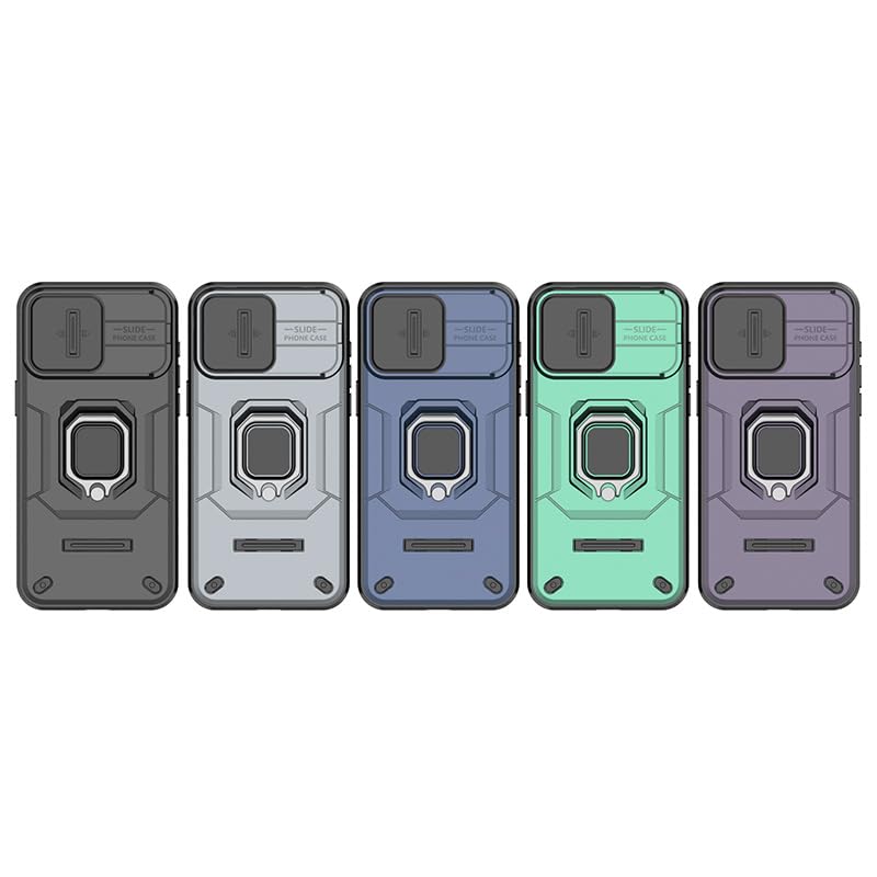 Image of CamShield Pro Case with Slide Camera Protection and 360 Protection Ring Stand Bumper Back Case Cover for iPhone 15 Pro Max (Blue)