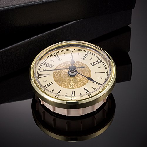 Hicarer 2.8 Inch/ 70 Mm Roman Numeral Clock Insert With Gold Trim, Quartz Movement #TOP4
