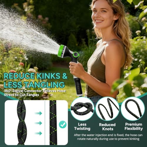 Image of Lightweight Garden Hose,50ft Non Expandable Water Hose with Nozzle