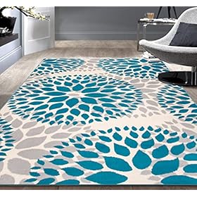 Rugshop Modern Floral Circles Design Easy Cleaning for Living Room,Bedroom,Home Office,Kitchen Non Shedding Area Rug 7'6… 51dzpp9wvtL. SS280