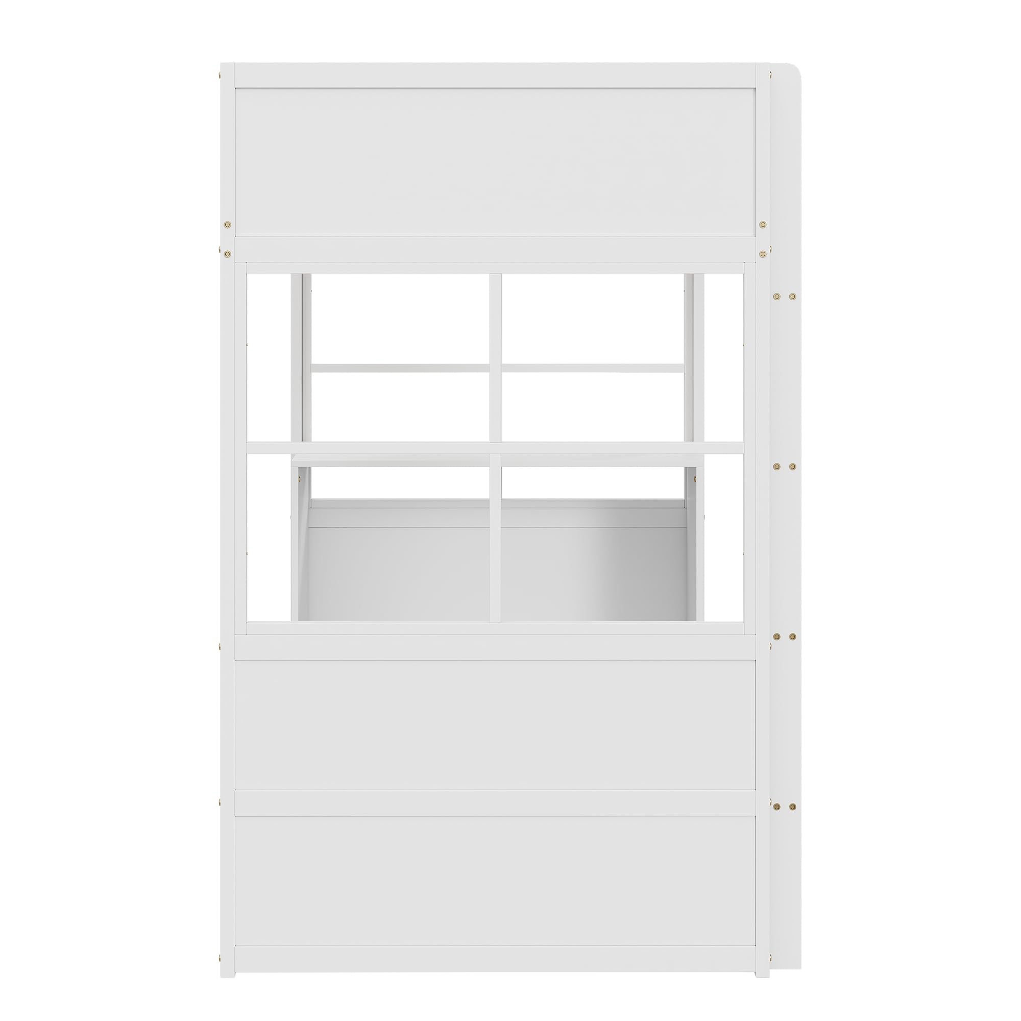 Sapgaks - Cama altillo de 90 x 200 cm, cama infantil con escalera de seguridad y mesa, diseño de alta valla, cama individual de madera, color blanco