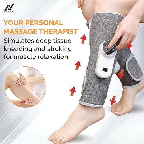 Image of NexLev Calf Massager | Daily Use Leg Massager for Sore Muscle | Hand Like Massage with Air Compression | Improve Blood Circulation & Relieve Pain | 2500 mAh | Large Belt | Type C |CFM-03|Pack of 2