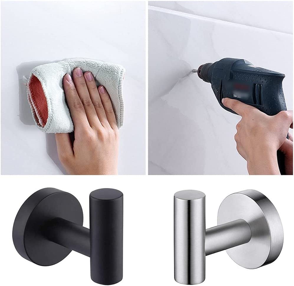 Amazon｜2 個黒ローブフックステンレス鋼浴室シングルバスタオル