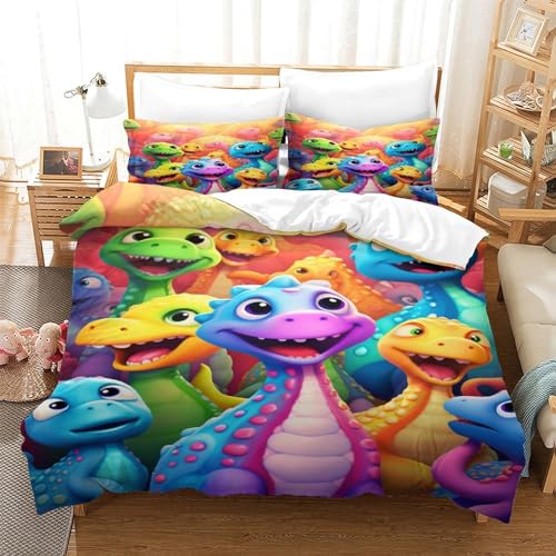 Parure de lit dinosaure 3D microfibre housse de couette avec fermeture - 3