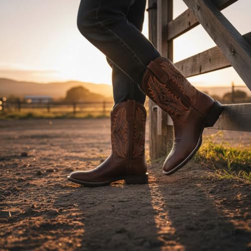 Image of SUREWAY Cowboy Boots For Men Square Toe Western Boot