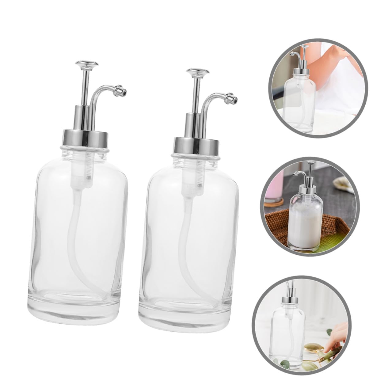 Distributeurs de Sirop de Café et Fonction Anti-gaspillage Lot de 2 en Verre Design Unique Pompe en Acier Inoxydable 500ml Cuisine Élégante
