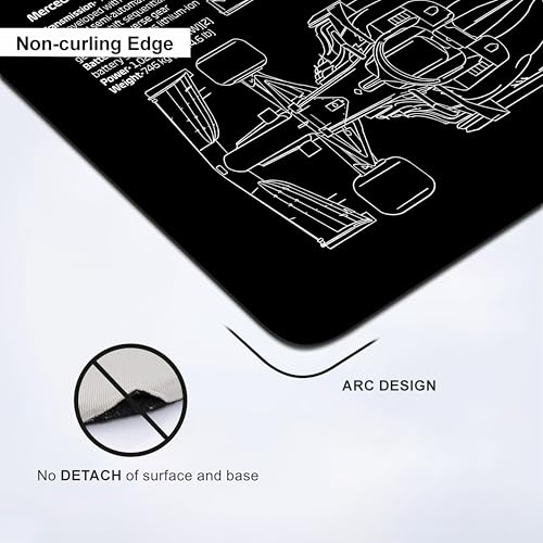 Image of Darkbuck F1 Car Large Extended Mouse Pad Laptop Desktop PC Gaming Long Mousepads Rubber Base with- Anti Skid (595MM x 290MM x 3MM) F1 Car