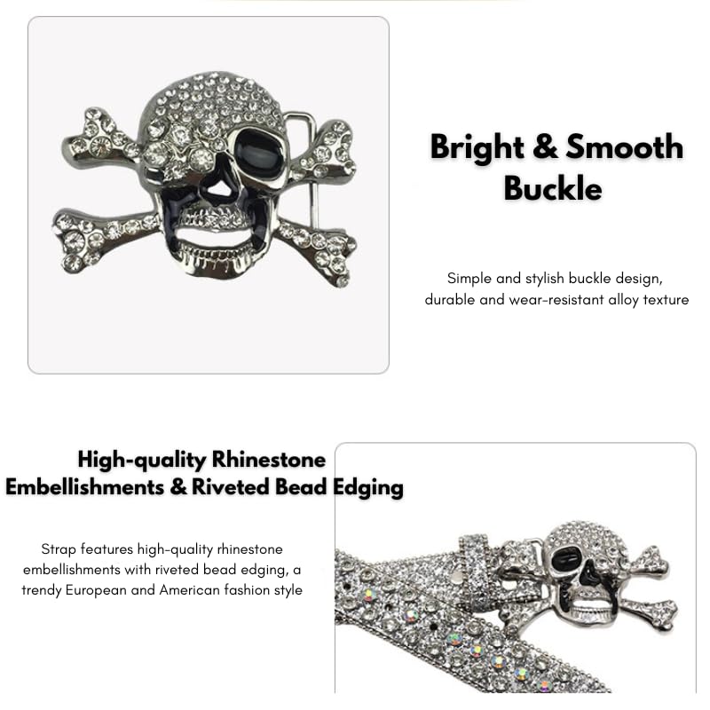 Western Skull Rhinestones Belt for Cowgirl Women Studded Belts women's belts4