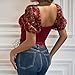 Y2K Corset Top for Women Sexy Puff Sleeve Bustier Top Mesh Lace Floral Butterfly Embroidery Crop Tops