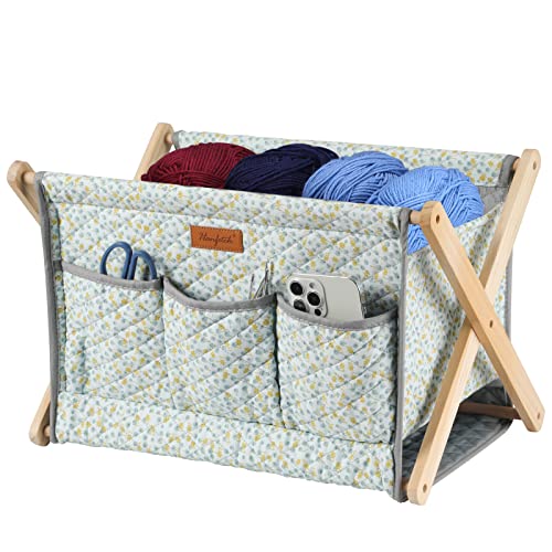 Image of Yarn Caddy Large Size Yarn Storage Organizer for Yarn Skeins-Organizer for Crochet Hooks Knitting Needles Other Accessories (Rose-Grey)