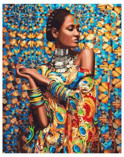 Peinture par numéros Princesse Zimbabwe avec cadre en bois 40x50 cm pour adultes et enfants