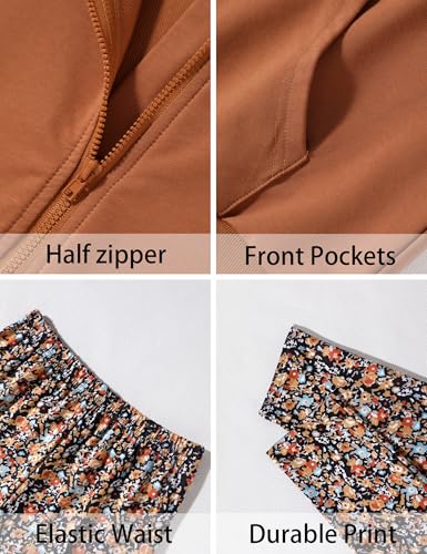 Image of Girls Clothes 2Pcs Outfit Set with Zip-up Top and Trendy Printed Pants Teen Girl Clothes 6-14Y