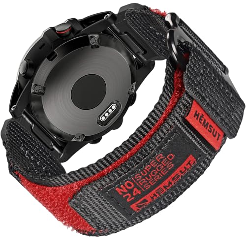 Correa de nailon de 26 mm compatible con Garmin Fenix 8 AMOLED 51 mm/8 solar 51 mm/Fenix 5X/Fenix 6X/Fēnix 7X/Fenix 3/Enduro/Quatix 3 cierre de velcro ultraligero y transpirable resistente correa de