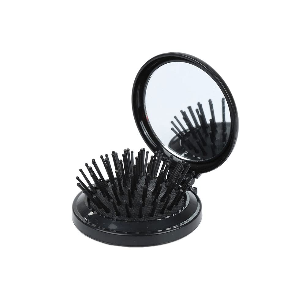 Peigne pliant avec miroir de poche portable pour massage de cuir chevelu au quotidien