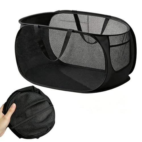Paniers à Linge Pliable, 70L+ Corbeille à Linge Sale avec Poignées, Pop Up en Panier Rangement Linge Grand Capacité, pliable et Portable pour Laverie,...