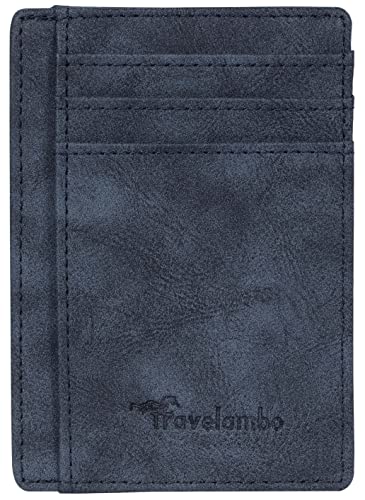 Image of Travelambo Slim Wallet Front Pocket Minimalist Leather RFID Blocking Medium Size