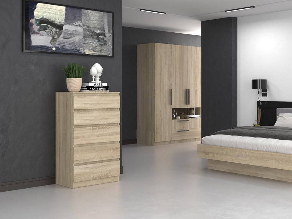 Shumee - Cassettiera Malwa M5 con 5 cassetti, 40 x 70 x 112 cm