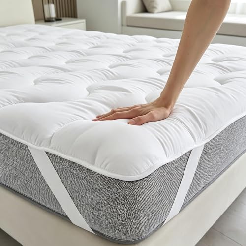 Mattress Topper 150x200 cm – Sobrecolchón de Microfibra Suave, Mejora el Confort y Alarga la Vida del Colchón, para Camas, Sofás Cama, Colchones Hinchables y Protección de Colchón, Altura 3 cm