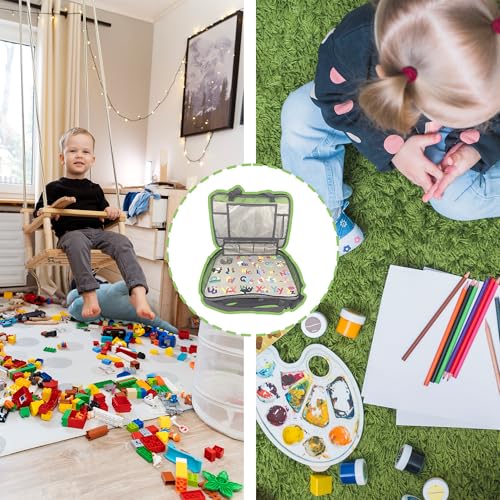 Image of Kids Travel Tray - Essential 3 in 1 Convenient Convertible Car Seat Travel Tray for Kids - Organizer (Gray & Lime Green)