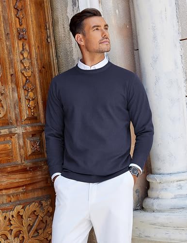 COOFANDY Mens Crew Neck Sweaters Long Sleeve Lightweight Knit Dress Pullover Sweaters3