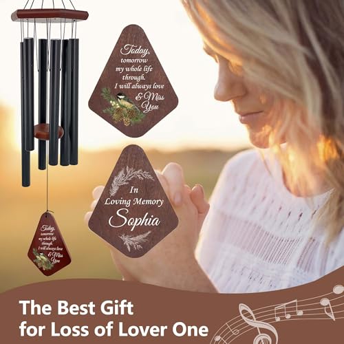 Image of ASTARIN Personalized Name Memorial Wind Chimes, Sympathy Gift for Loss of Lover Mom Dad, Bereavement Deep Tone Wind Chimes for Outside in Memory Gift, Decor Outdoor Garden Patio
