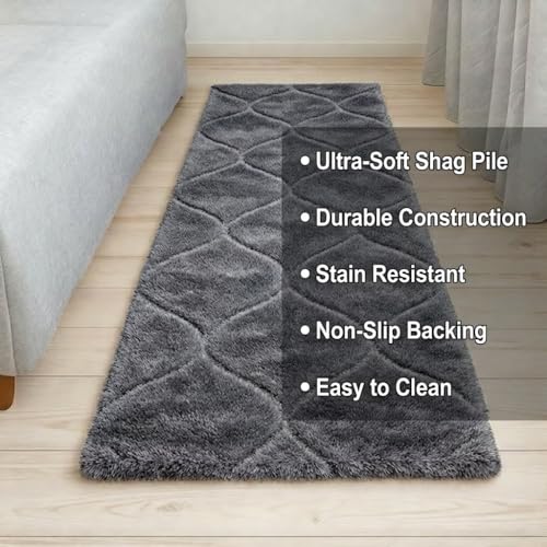 Image of Fluffy Silky Micro Fiber Polyster Carpet /Runner for Bedroom, Study Room, Playing Room, Guest Room ETC. 2x6 feet Feet, (P-11)