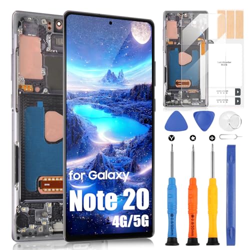 Écran LCD pour Samsung Note 20 4G / 5G LCD Display pour Samsung Galaxy Note 20 N980 N981 Touch Screen Digitizer Assembly + Réparation Kit avec cadre (Incell, ne prend...