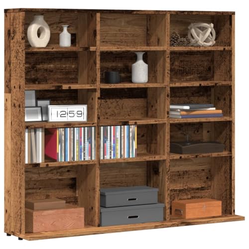 Tomostar Étagère Rangement CD/DVD, Meuble de Rangement CD et DVD Armoire à CD Étagère Bibliothèque vieux bois 100x23x89,5 cm bois d'ingénierie