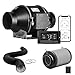 iPower 4" Smart Inline Duct Fan with Humidity Temperature Control via Bluetooth and WiFi App, Hook Designed Air Carbon Filter with 8 Ft Al Dryer Ducting, HVAC for Grow Tent Ventilation