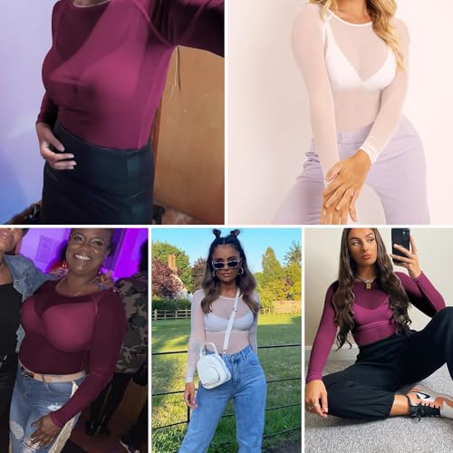 Image of Buauty Sheer Tops for Women,Mesh Fishnet Tops Plus Size,Stylish and Sensational Mesh Blouses for Fashion-Forward Ladies