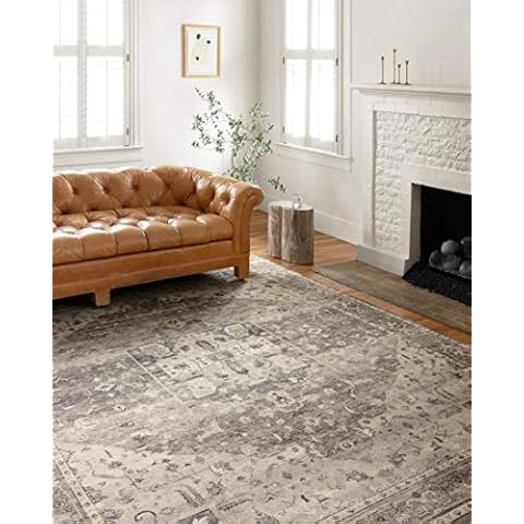 Loloi II Hathaway Grey/Brown/Ivory 3'-6" x 5'-6" Area Rug, Steel / Ivory Cover