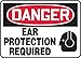 Accuform MPPE032VA Aluminum Safety Sign, Legend"Danger Ear Protection Required" with Graphic, 10" Length x 14" Width, Red/Black on White
