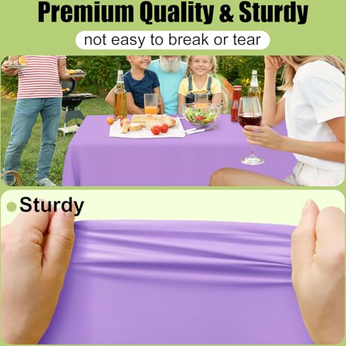 Image of Smiry Disposable Table Cloth 3 Pack, 84 Inch Round Waterproof Plastic Tablecloth, Decorative Round Table Covers for Party, Birthday, Picnic, Lavender
