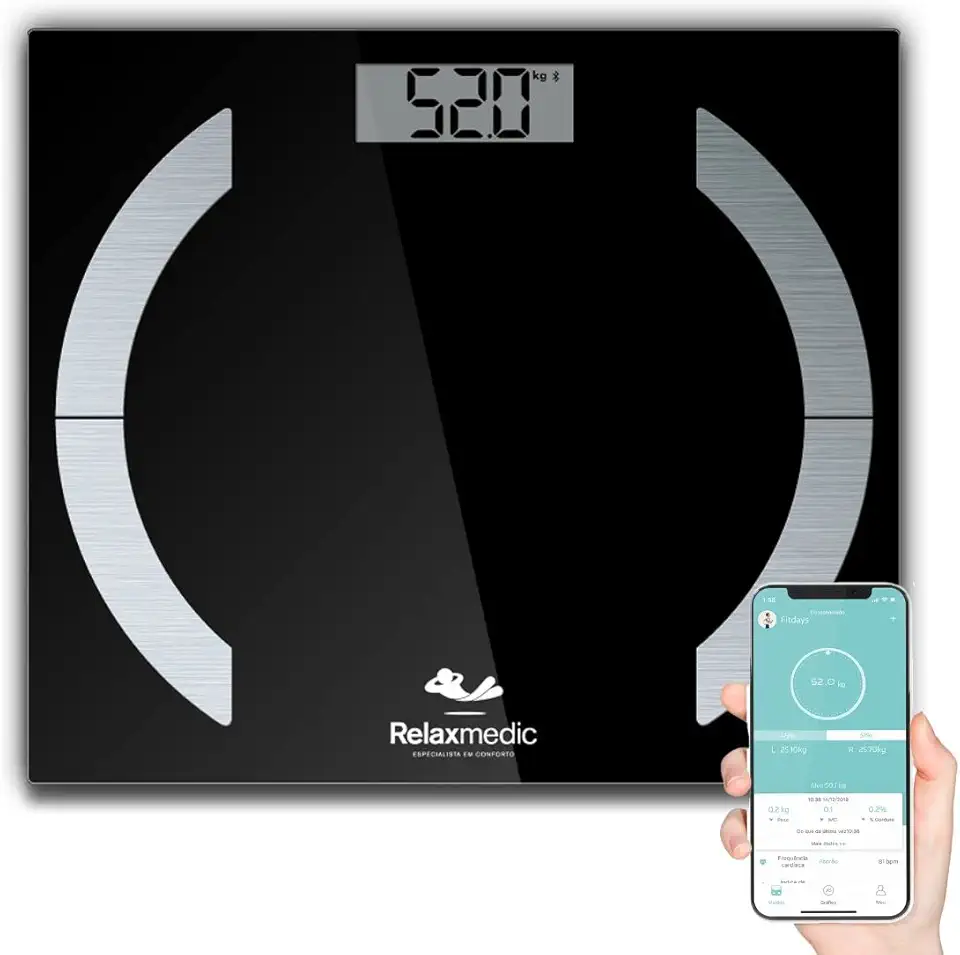 Balança Digital Corporal Com Bluetooth e Bioimpedância Elegance App - Relaxmedic