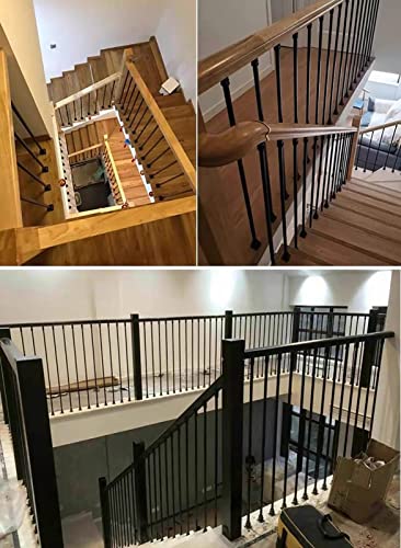 Balaustres de metal para pasillo interior elegantes postes de hierro negro en chalet de lujo 2