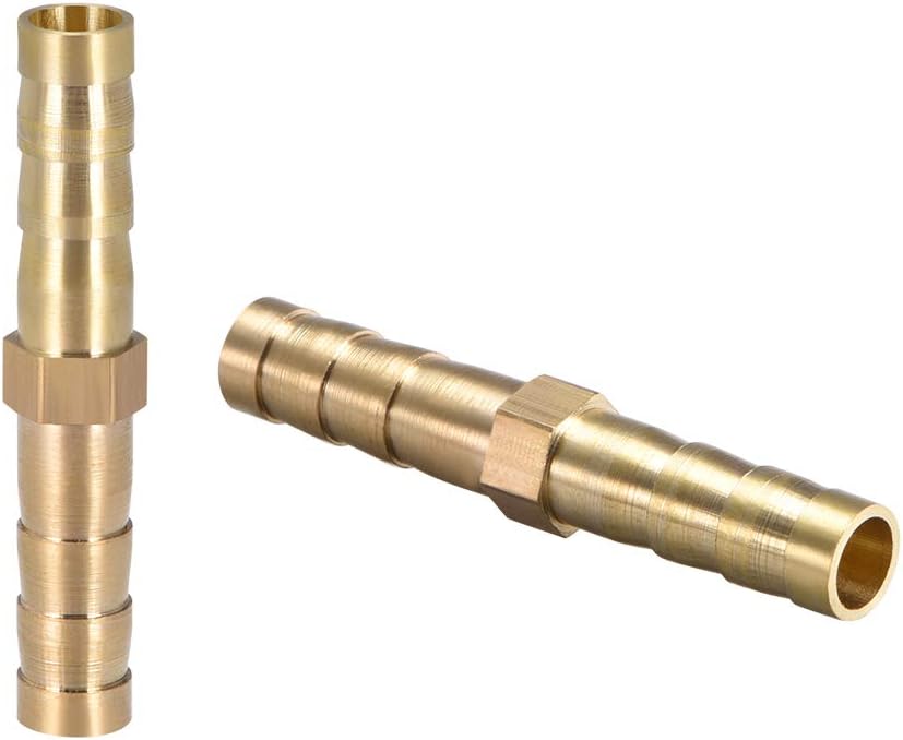 uxcell 39x10mm or 3/8" ID Brass Barb Splicer Fitting,Straight Barb Hose Fitting Air Gas Water Fuel,2pcs