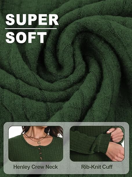 Damski sweter z okrągłym dekoltem, długi rękaw, Henley, koszulki, casualowy, lekka tunika, sweter z dzianiny, modny top
