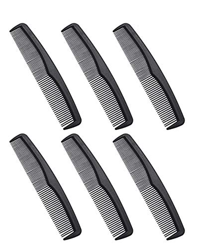 Shapenty 7 Inch Classic Black Plastic Hair Comb Pocket Mens Beard Mustache Comb Bulk for Hairdressing Grooming and Styling, 6PCS