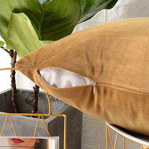 Image of Modern Homes (Pack of 2) Velvet Cushion Covers Plain Sofa Cushion Covers Pillow Covers for Living Room and Bedroom (16x16 inches, Brown)
