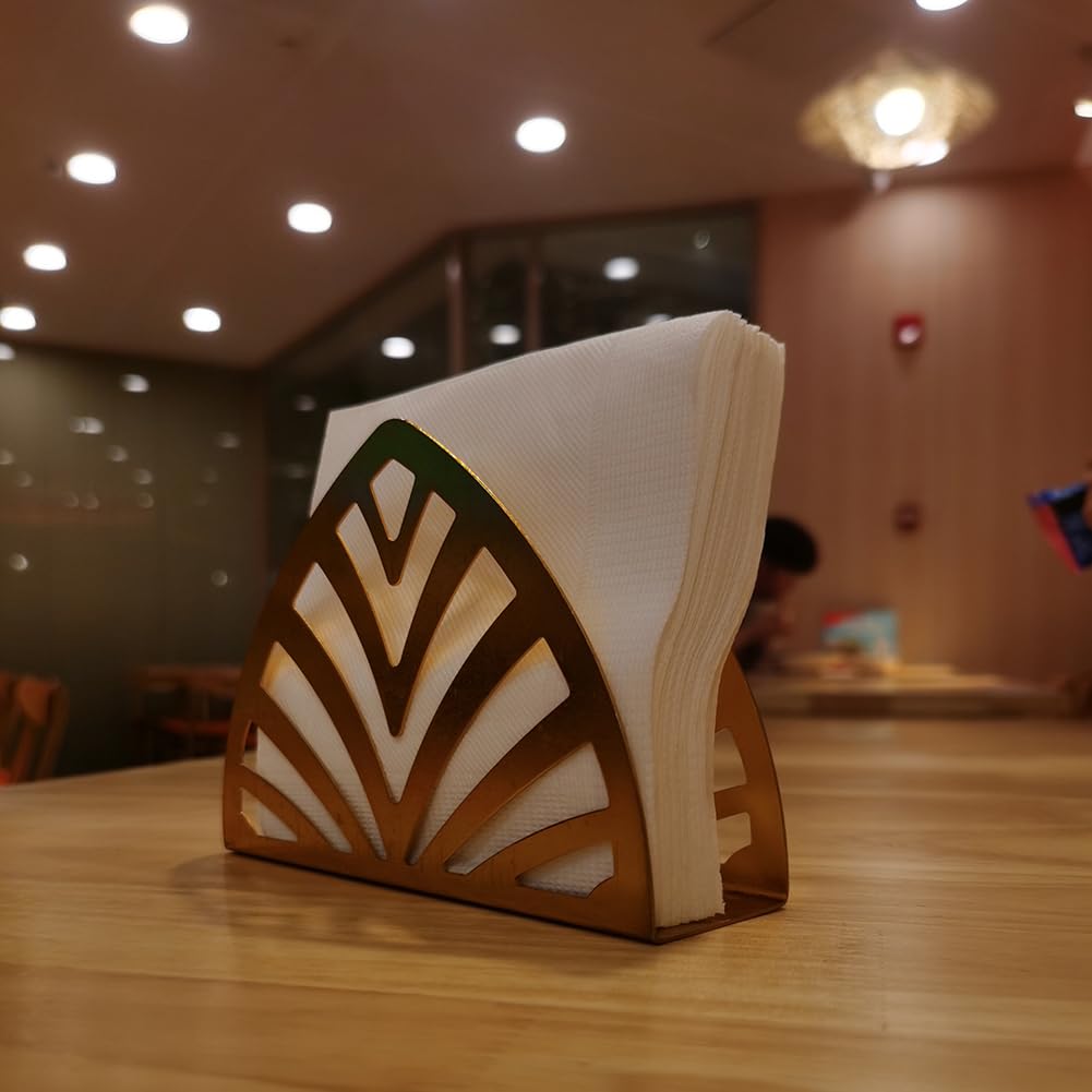 Napkin Holders, Golden Metal Napkin Holder, Table Napkin Organizer, Gold Napkin Holder Triangle Shape Vertical Type, Tissue Dispenser for Kitchen & Picnic Small 5.1 L X 1.6 W X 3.5 H