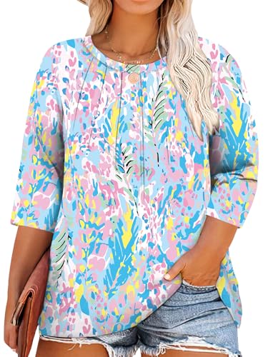 Image of Chulianyouhuo Womens Plus Size Tops 3 /4 Sleeve Casual T Shirts