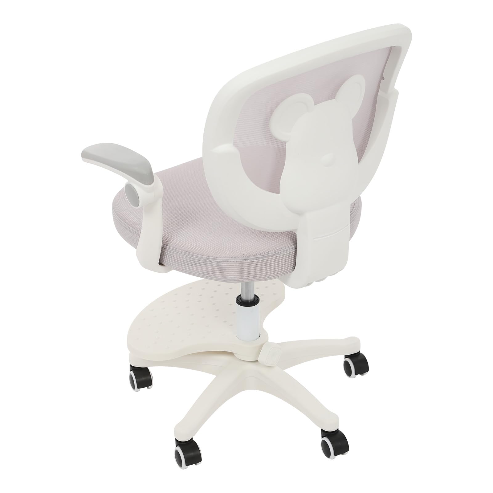 Sedia da scrivania per bambini, ergonomica, con braccioli e poggiapiedi regolabili, sedia girevole per bambini, sedia per computer, adatta per ragazze e ragazzi (grigio chiaro)