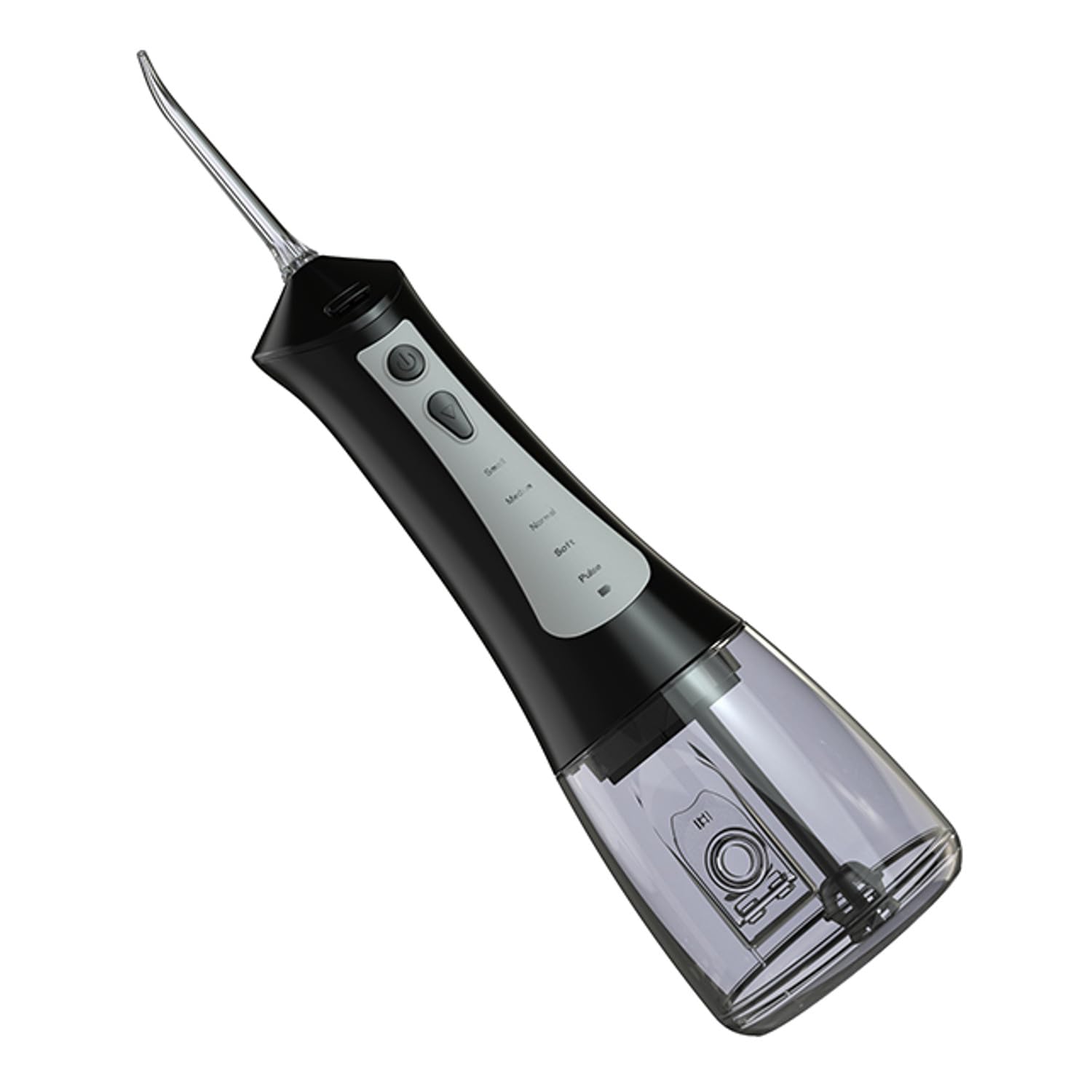 LAFE CleanPRO Irrigador Dental Negro – 5 Modos, 6 Boquillas, 300ml, IPX7, Batería 2000mAh, Portátil, Recargable USB, Limpieza Bucal Profunda, Ideal para Ortodoncia y Encías Sensibles