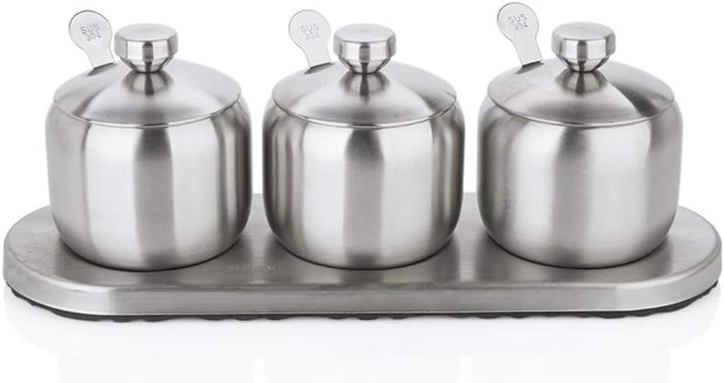 Ceramic Condiment jar Condiment Jar Stainless Steel Condiment Seasoning Container Pots Steel Metal Seasoning Tank Set Kitchen Supplies Household Seasoning Pot Seasoning Storage Jars
