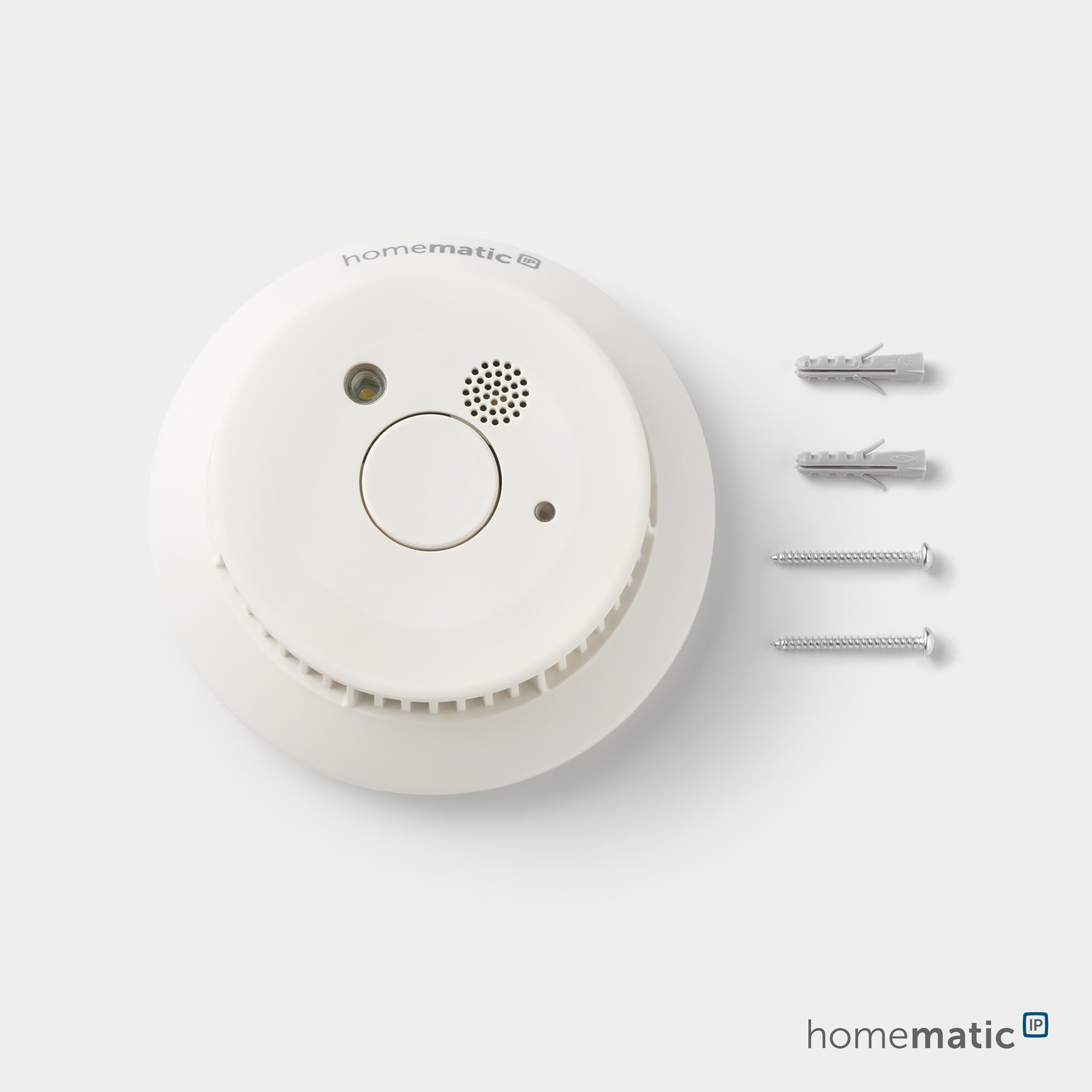 Homematic IP Czujnik dymu z etykietą Q, Smart Home, czujnik dymu alarmuje lokalnie za pomocą syreny i powiadomienia push w aplikacji na smartfon, wbudowane oświetlenie awaryjne LED, 156587A0