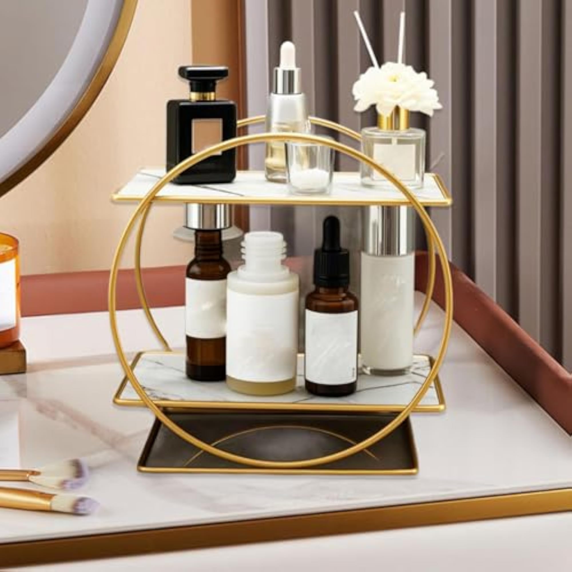 Bathroom Countertop Organizer for Cosmetics, White