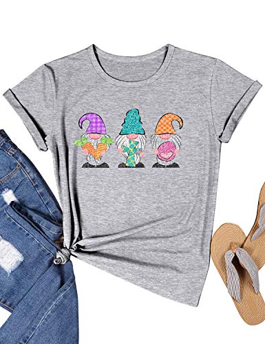 Nlife Women Plaid Colorful Genius Graphic T-Shirts Crewneck Novelty Tees Tops Light Grey