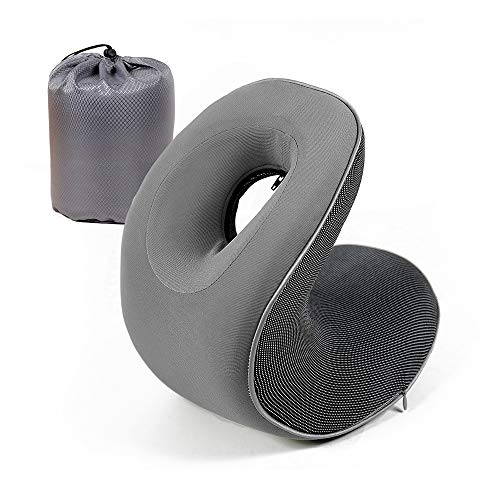 Ghbunuz お昼寝枕 昼寝 枕 昼寝枕 まくら うつ伏せ 机 携帯枕 ネックピロー デスク オフィス デスクピロー 人気 柔らかい 低反発 コンパクト 飛行機 昼寝用枕 旅行 首枕 旅行用枕 抱き枕 便利グッズ 持ち運び便利 寝具 安眠 旅行 (グレー
