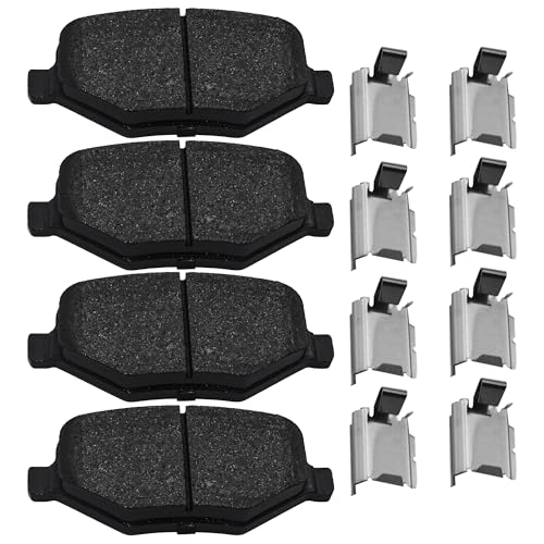 Image of Brake Pads Rear Set Compatible with Ford Explorer Edge Taurus Flex Police Interceptor Utility, Lincoln MKS MKT MKX Rear Brakes Semi-Metallic D1377